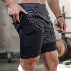 2-in-1 Running & Gym Mens Quick Dry Shorts