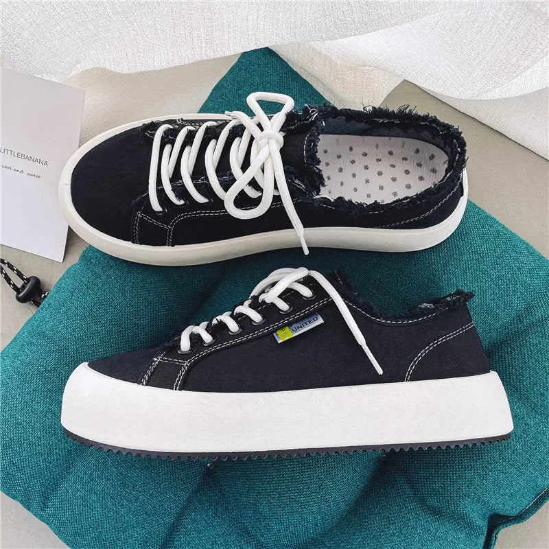 Canvas Men's Casual Lace-Up Platform Sneakers Plimsolls