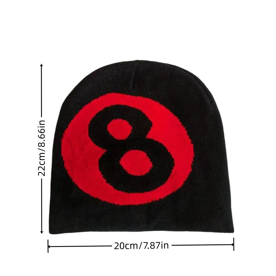 Hip Hop Knitted 8 Ball Beanie Cap: Y2K Skull Hat