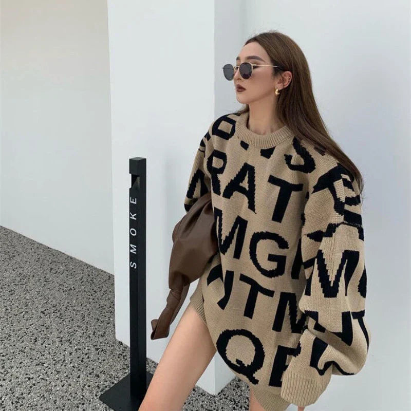 All-Match O-Neck Letter Sweaters: Women's Autumn/Winter Pullovers