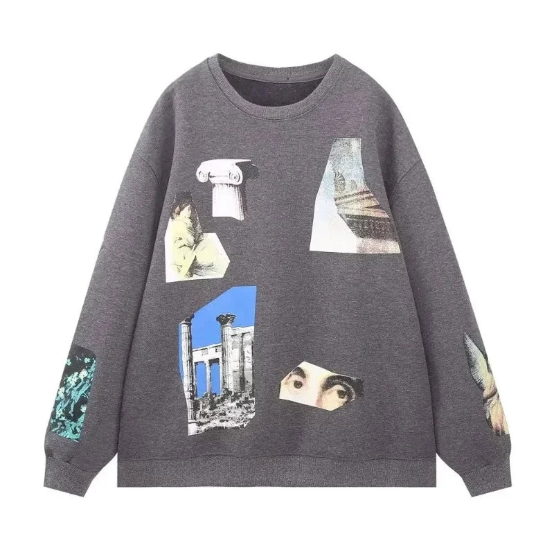 Beauty Girls Print Pullover Sweatshirts for Women