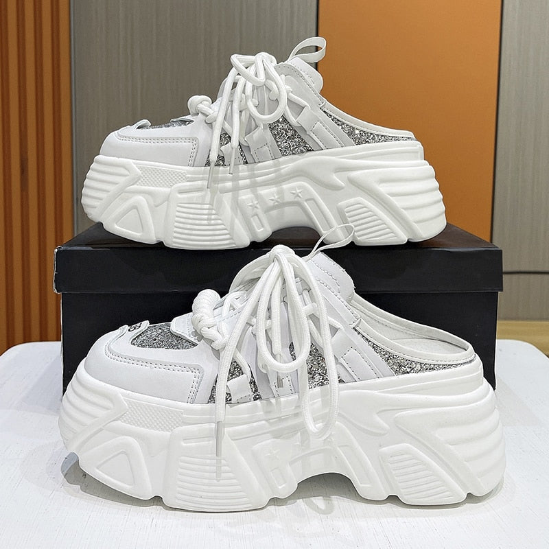 7cm High Platform Bling Sneakers for Women