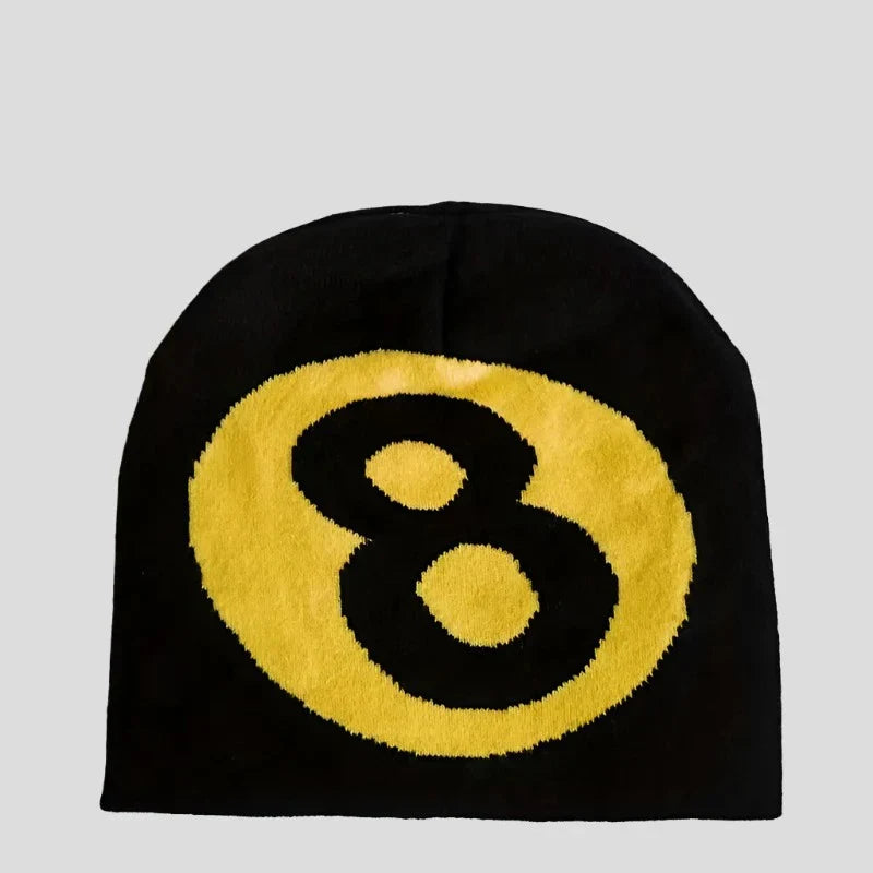 Hip Hop Knitted 8 Ball Beanie Cap: Y2K Skull Hat