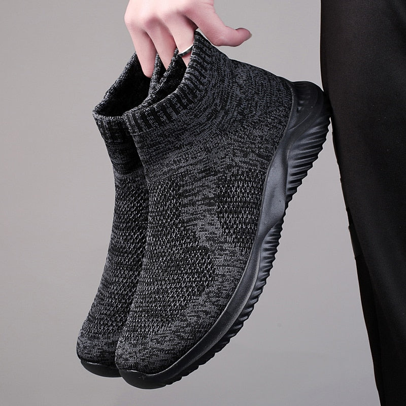 High Top Knit Air Mesh Sneaker Socks for Men