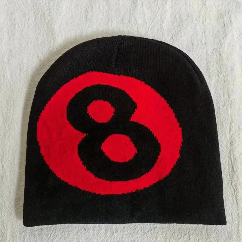 Hip Hop Knitted 8 Ball Beanie Cap: Y2K Skull Hat