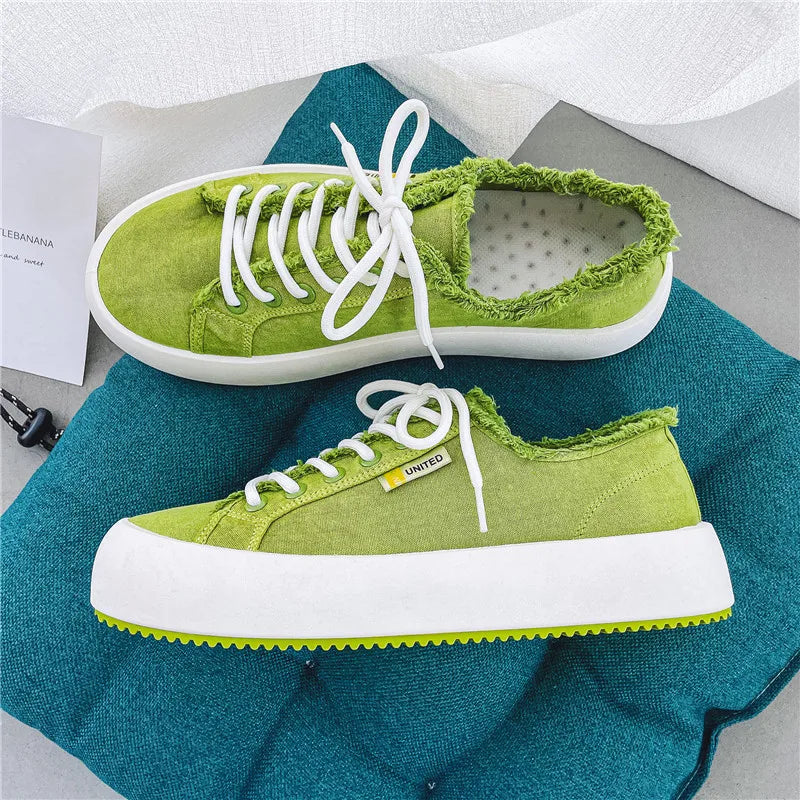 Canvas Men's Casual Lace-Up Platform Sneakers Plimsolls