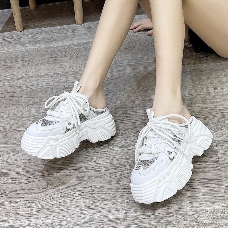 7cm High Platform Bling Sneakers for Women