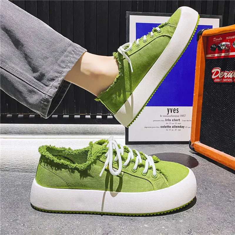 Canvas Men's Casual Lace-Up Platform Sneakers Plimsolls