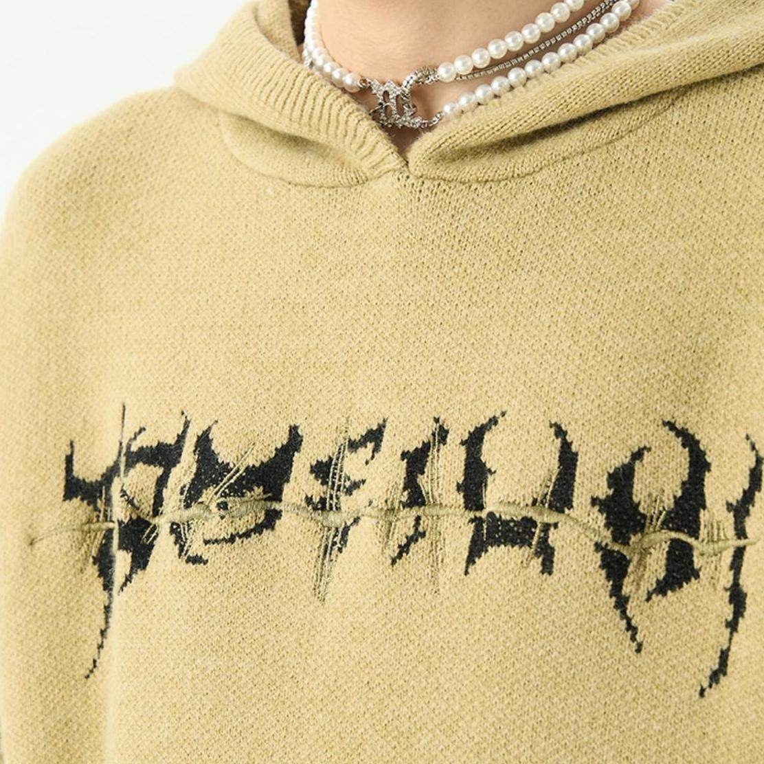 Centipede Hoodie - Bone Knitted Streetwear for Men