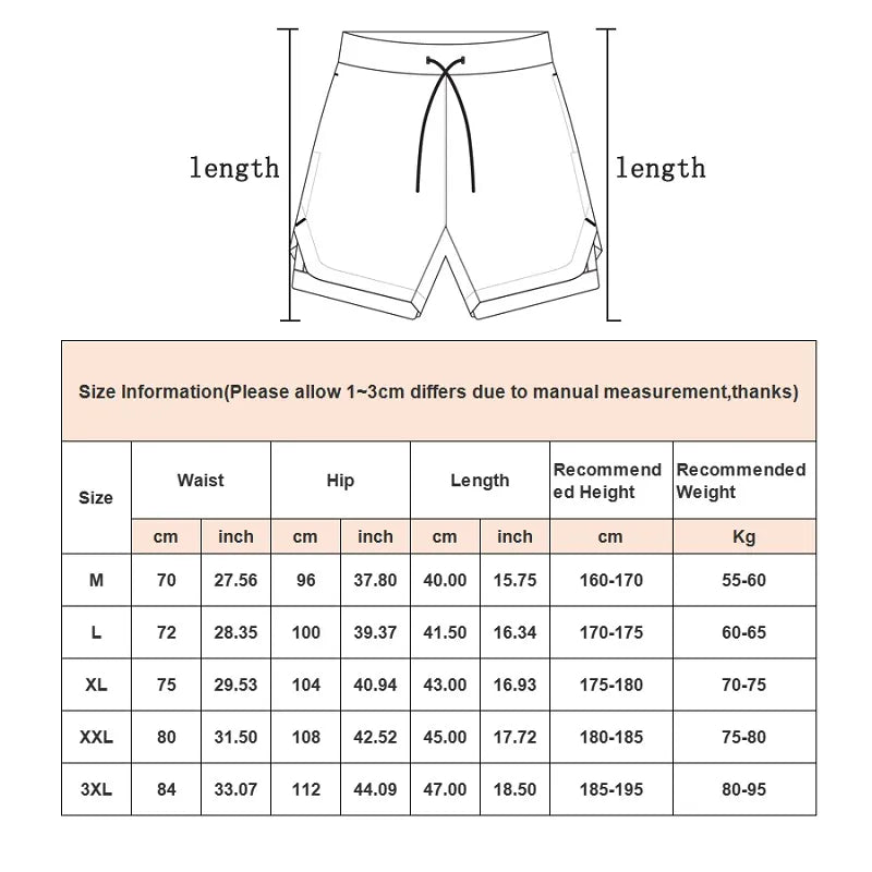 2-in-1 Running & Gym Mens Quick Dry Shorts