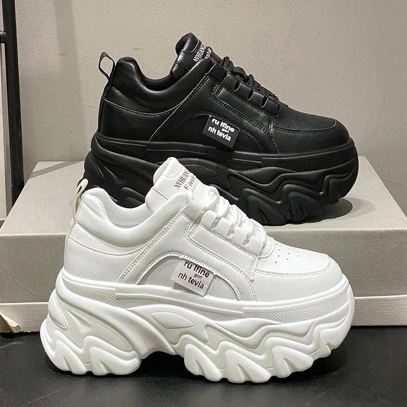 Chunky Platform Sneakers Women Spring Autumn PU Leather