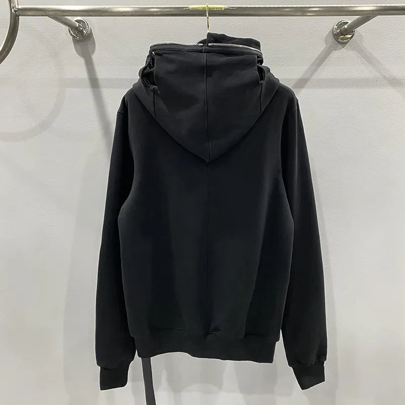 Black Hoodie Shark Zip-up Cotton for Men