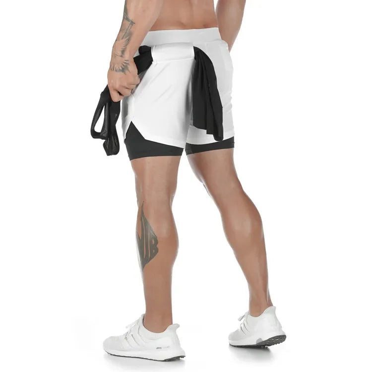 2-in-1 Running & Gym Mens Quick Dry Shorts