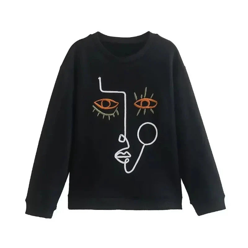 Beauty Girls Print Pullover Sweatshirts for Women