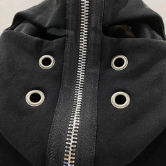 Black Hoodie Shark Zip-up Cotton for Men