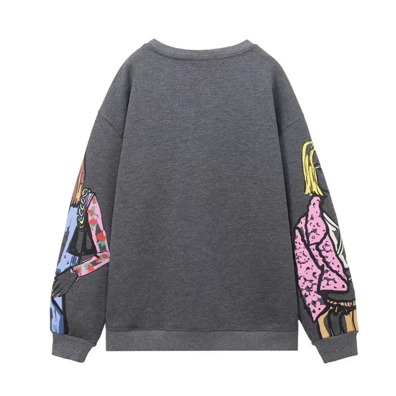 Beauty Girls Print Pullover Sweatshirts for Women