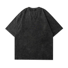 Oversized 3D Print Washed Black T Shirt for Men