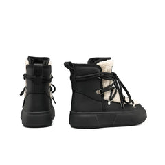 Ankle Black Platform Booties Plush Lining for Women