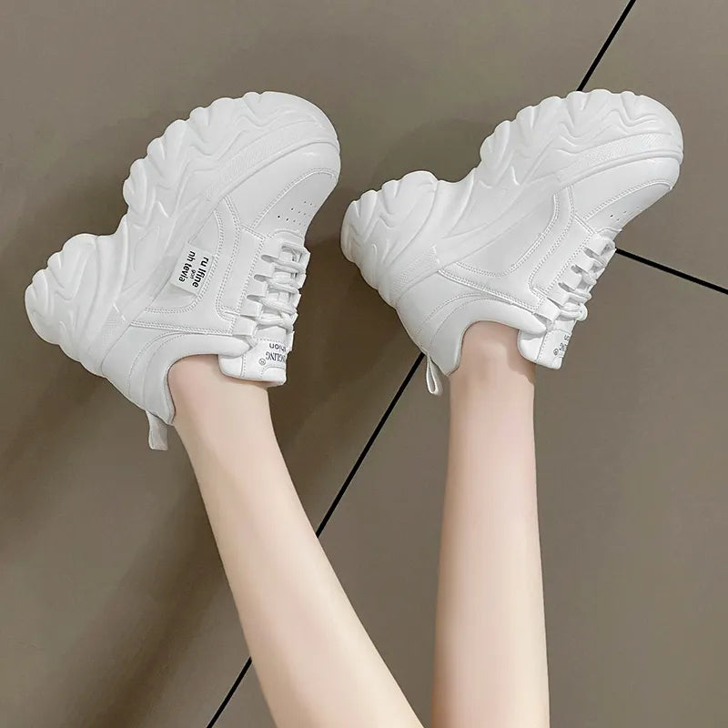 Chunky Platform Sneakers Women Spring Autumn PU Leather