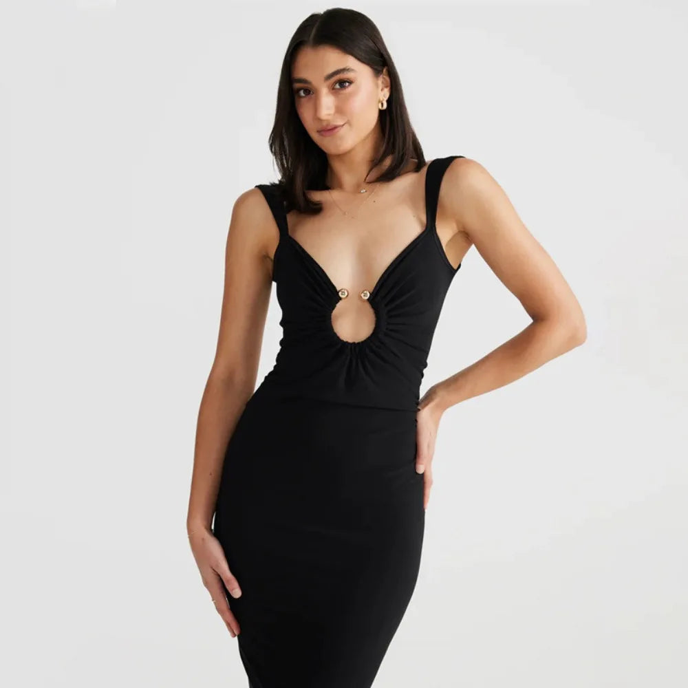 CUT OUT BACKLESS MAXI DRESS with BACK SLIT