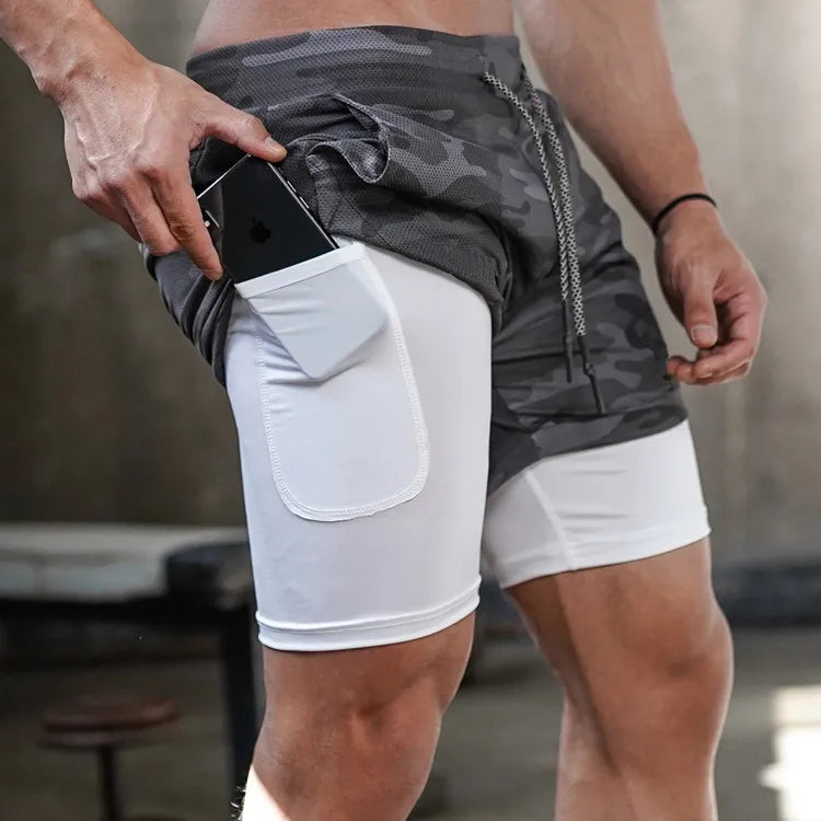 2-in-1 Running & Gym Mens Quick Dry Shorts