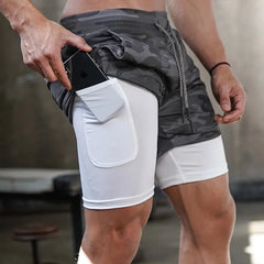 2-in-1 Running & Gym Mens Quick Dry Shorts