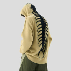 Centipede Hoodie - Bone Knitted Streetwear for Men