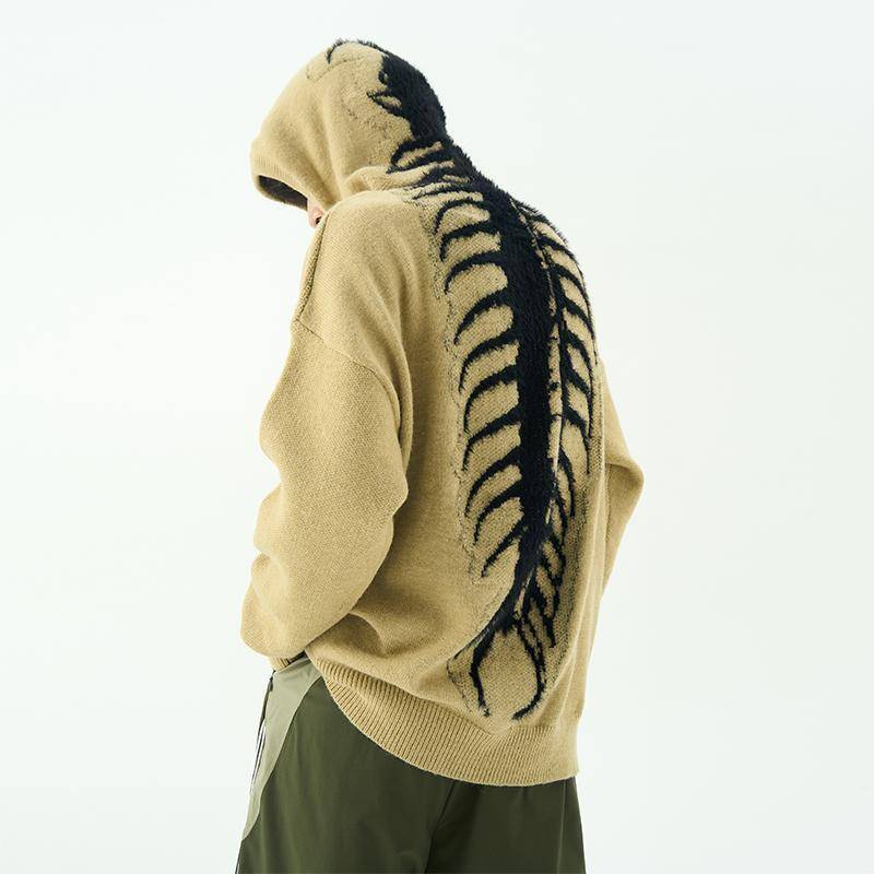 Centipede Hoodie - Bone Knitted Streetwear for Men