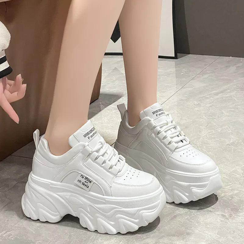 Chunky Platform Sneakers Women Spring Autumn PU Leather