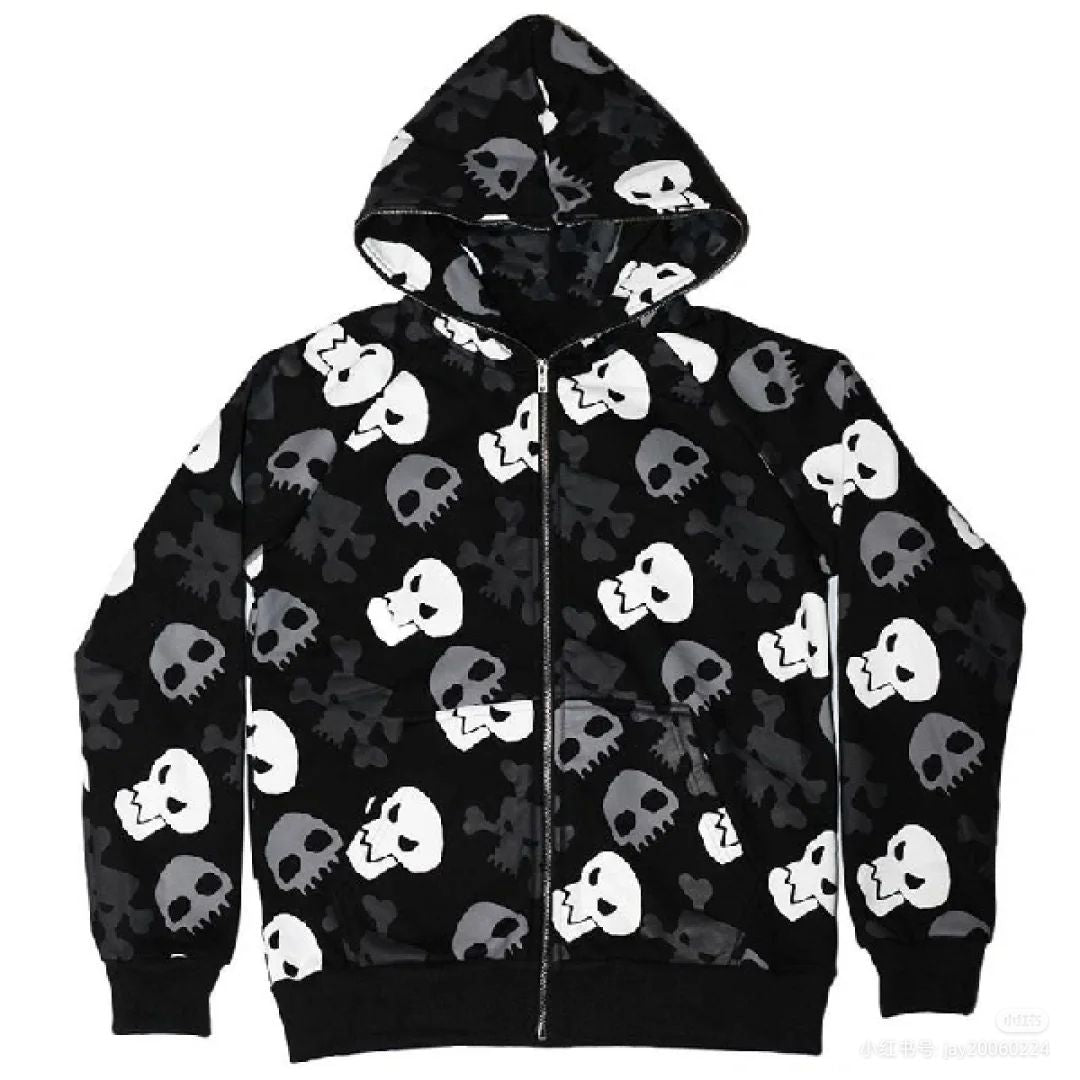 Skull Zip up Hoodie for Women