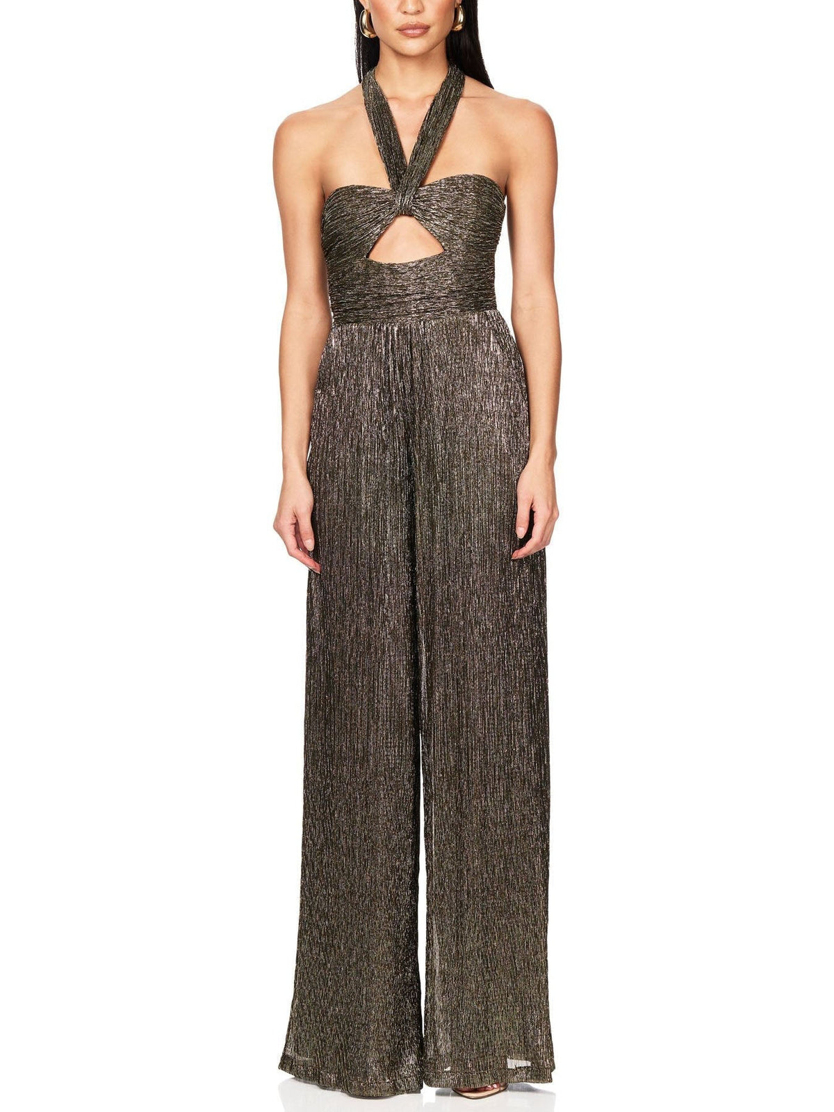 Elegant Halterneck Pleated Jumpsuit