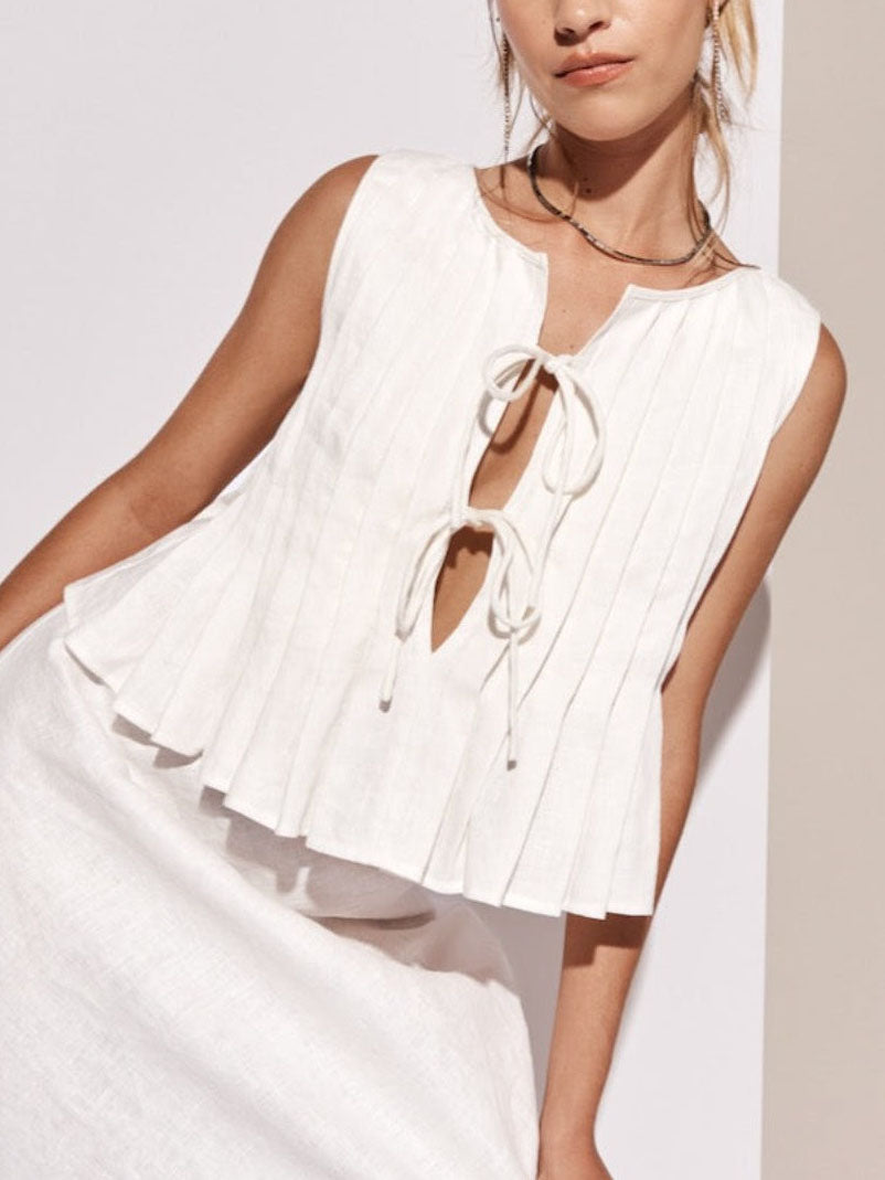 Fashion Sleeveless Vest Pleated Top