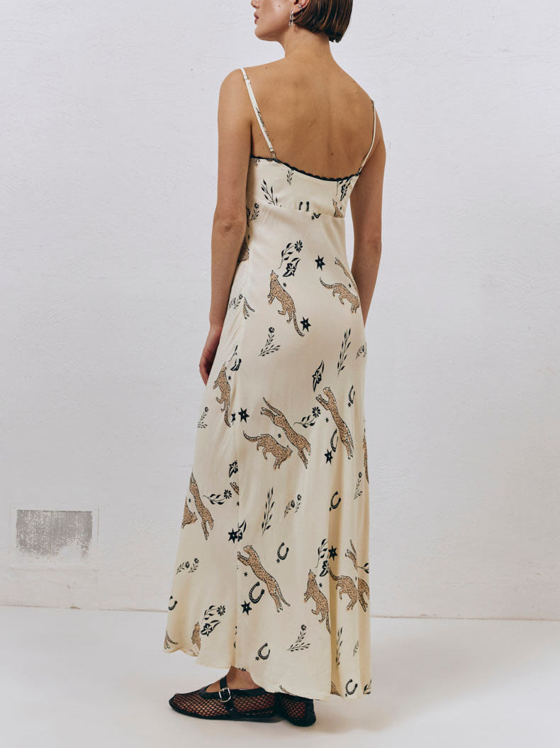 Animal Painting Exquisite Print Midi Dress