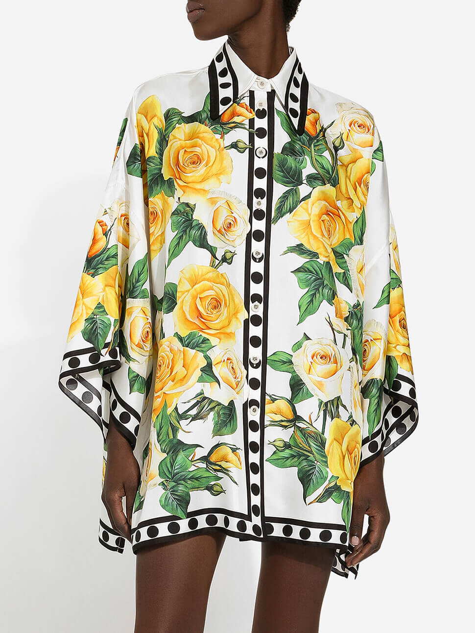 Exquisite Rose Print Lapel Loose Shirt