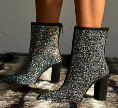 Bedazzled Zip Up Ankle Boots