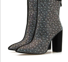 Bedazzled Zip Up Ankle Boots