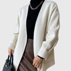 Belted Cardigan with Pockets - Beige