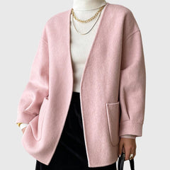 Belted Cardigan with Pockets - Pink