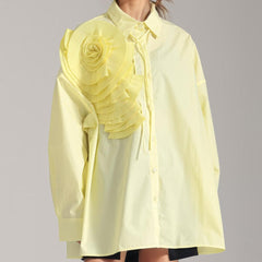 Button-Down Shirt with Flower - Yellow